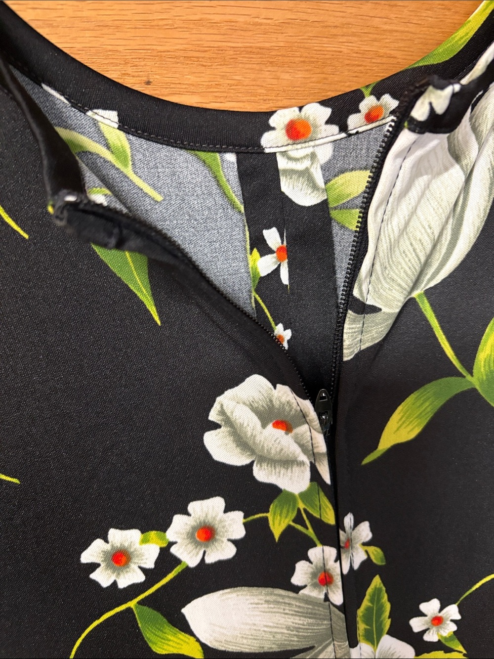 Black Floral Maxi Dress with White Flower Print - Picture 4 of 5